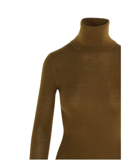 Shop Saint Laurent Turtleneck Knitted Sweater In Green