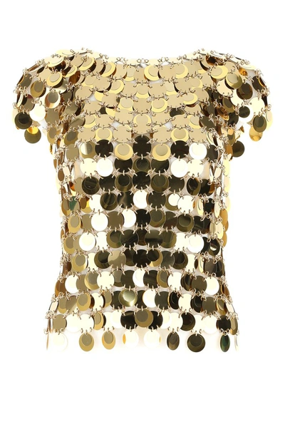 Shop Paco Rabanne Sequins Top In Gold
