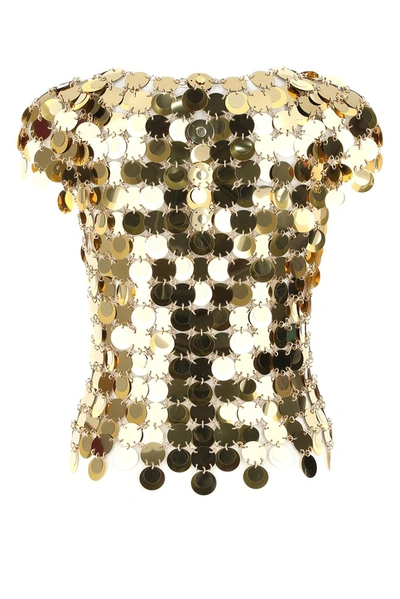 Shop Rabanne Paco  Sequins Top In Gold