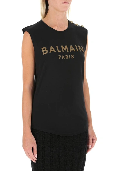 Shop Balmain Logo Tank Top In Black