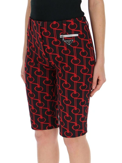 Shop Prada Jacquard Bermuda Shorts In Multi