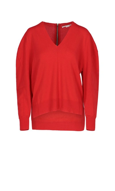 Shop Stella Mccartney Puffy Sleeves Knitted Jumper In Red