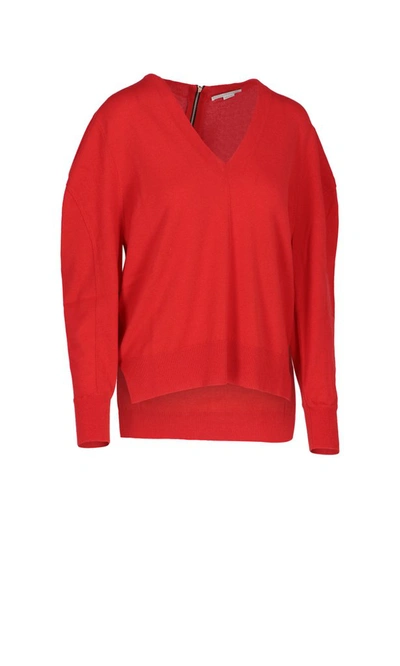 Shop Stella Mccartney Puffy Sleeves Knitted Jumper In Red
