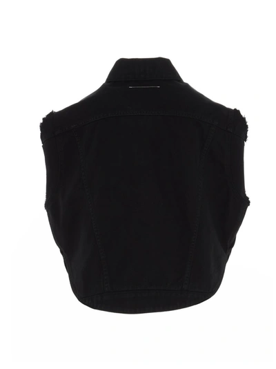 Shop Mm6 Maison Margiela Cropped Denim Vest In Black