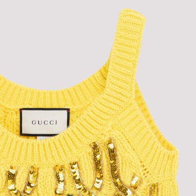 Shop Gucci Cable Knit Tank Top In Yellow