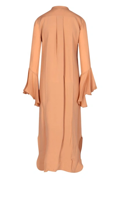 Shop Khaite Ruffles Detailed Shirt Dress In Orange