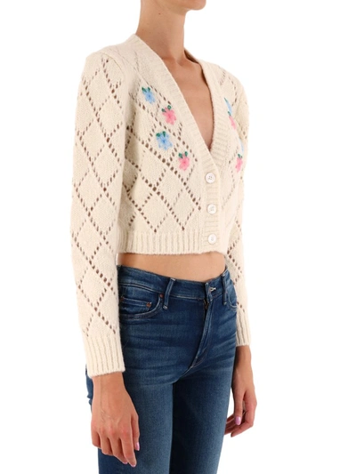 Shop Alessandra Rich Floral Embroidered Cardigan In Multi