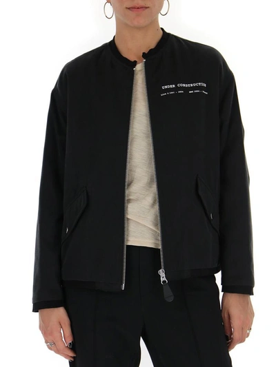 Shop Mm6 Maison Margiela Under Construction Print Bomber Jacket In Black