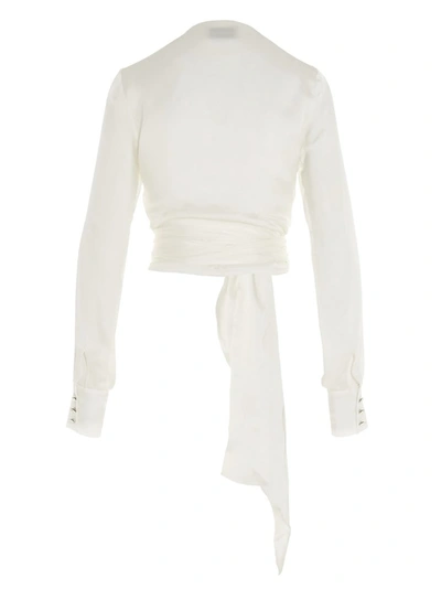 Shop Alexandre Vauthier Tie Waist Blouse In White