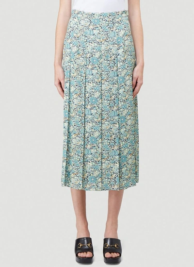 Shop Gucci Liberty Floral Print Crepe Skirt In Multi