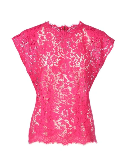 Shop Dolce & Gabbana Lace Blouse In Pink
