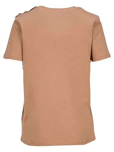 Shop Balmain Button Embellished T In Brown