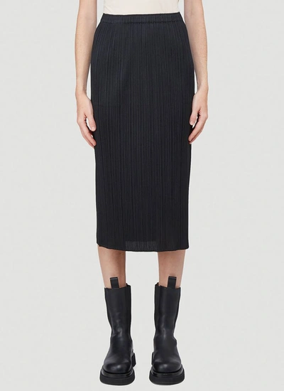 Shop Issey Miyake Pleats Please By  Pleated Midi Skirt In Black