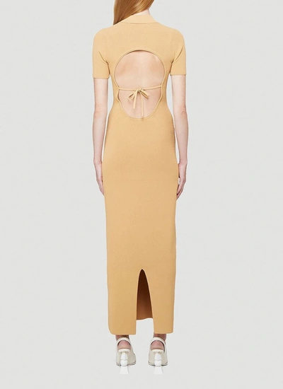 Shop Jacquemus Open Back Collared Maxi Dress In Yellow