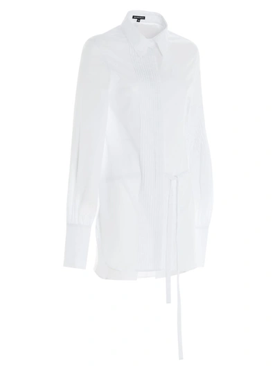 Shop Ann Demeulemeester Asymmetric Pleated Shirt In White