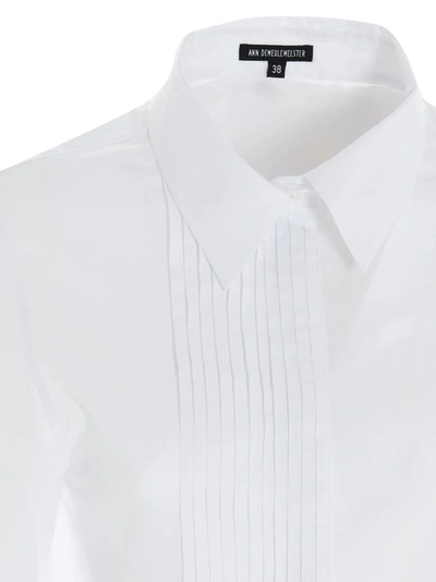 Shop Ann Demeulemeester Asymmetric Pleated Shirt In White