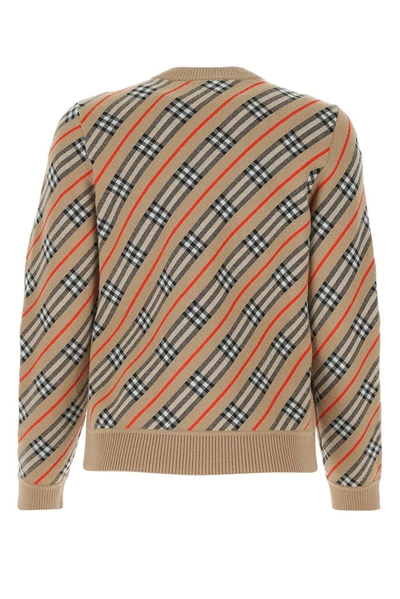 Shop Burberry Checked Intarsia Knit Sweater In Multi