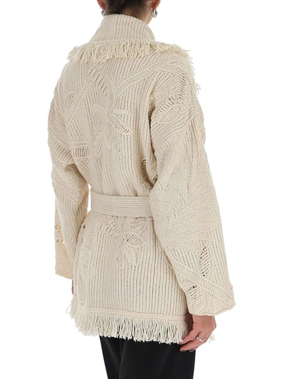 Shop Alanui Jungle Stitches Cardigan In White