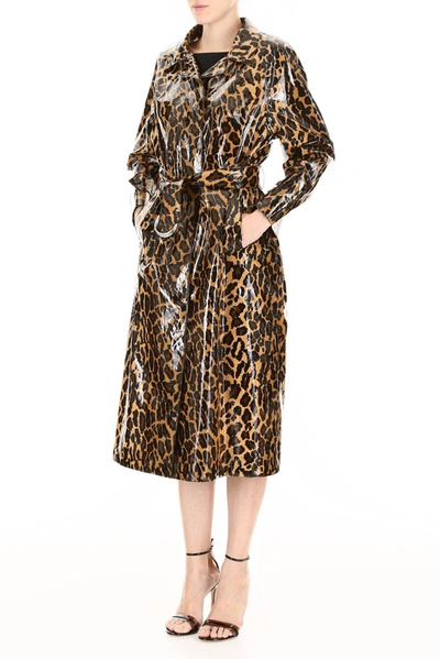 Shop Miu Miu Coated Animal Print Coat In Multi