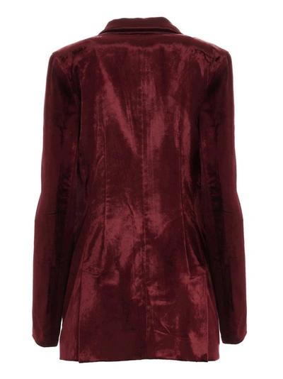 Shop Ann Demeulemeester Double Breasted Blazer In Red