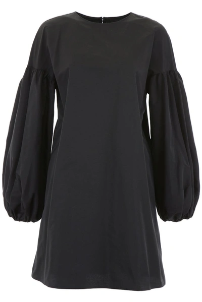 Shop Valentino Balloon Sleeve Mini Shift Dress In Black