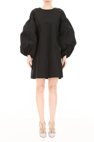 Shop Valentino Balloon Sleeve Mini Shift Dress In Black