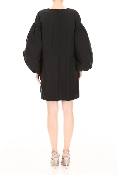 Shop Valentino Balloon Sleeve Mini Shift Dress In Black