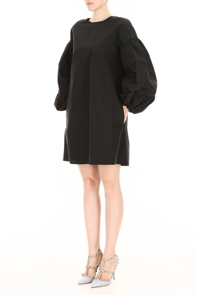 Shop Valentino Balloon Sleeve Mini Shift Dress In Black