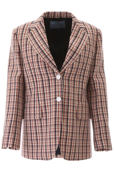 Shop Prada Tartan Blazer In Multi