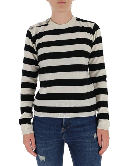 Shop Ganni Striped Knit Jumper In Multi