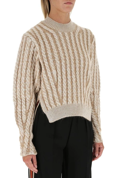 Shop Chloé Cable Knit Sweater In Beige