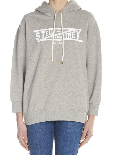 Shop Stella Mccartney Logo Hooded Sweater In Grey