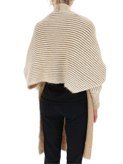 Shop Chloé Knitted Scarf Cardigan In Beige