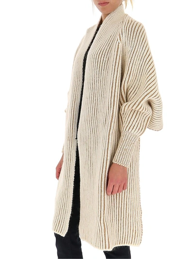 Shop Chloé Knitted Scarf Cardigan In Beige