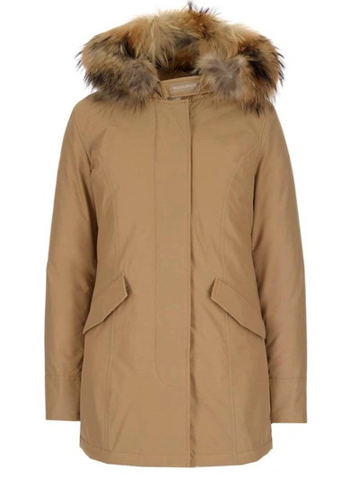 Shop Woolrich Fur Trim Hooded Arctic Parka In Beige