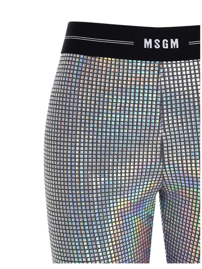 Shop Msgm Holographic Leggings In Multi