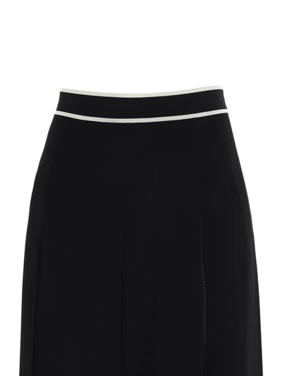 Shop Gucci Pleated Midi Skirt In Black