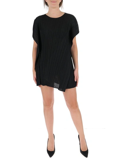 Shop Issey Miyake Pleats Please By  Pleated Mini Dress In Black