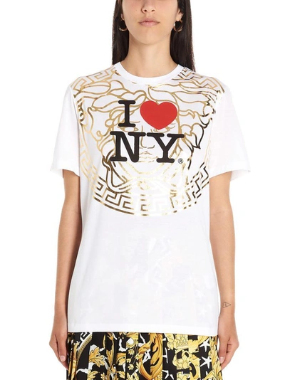 Shop Versace I Love New York Logo Print T In White