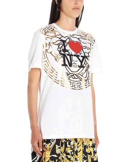 Shop Versace I Love New York Logo Print T In White