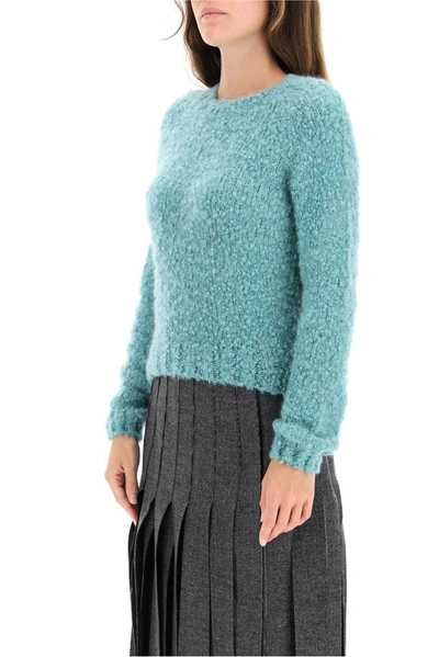 Shop Prada Crewneck Knitted Sweater In Green