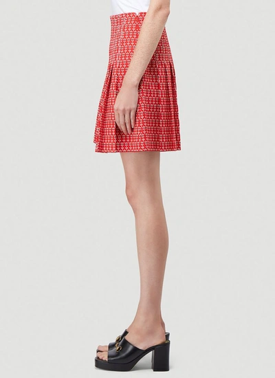 Shop Gucci Daisy Jacquard Pleated Skirt In Red