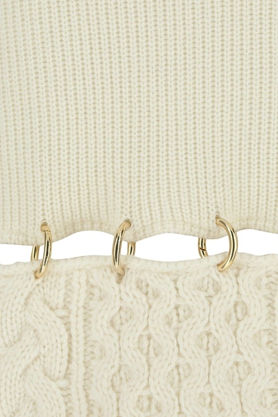 Shop Sacai Ring Embellished Sweater In White