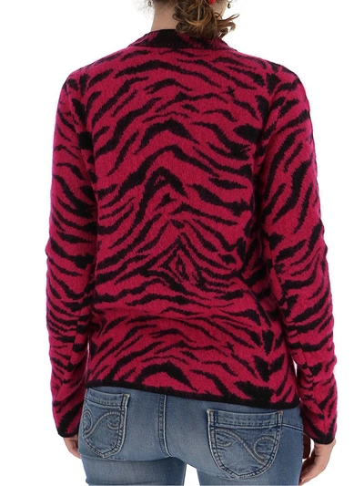 Shop Saint Laurent Zebra Jacquard Sweater In Pink