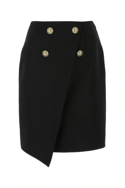 Shop Balmain Asymmetric Mini Skirt In Black