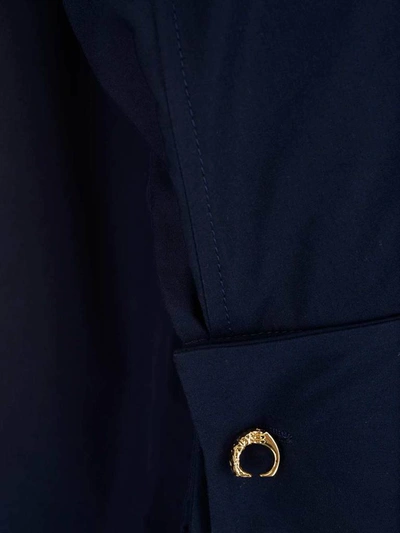 Shop Chloé Oversized Mandarin Collar Shirt In Navy