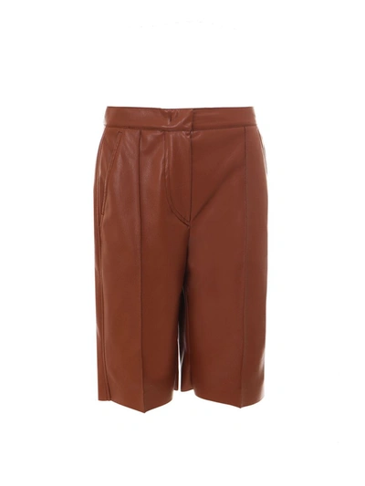 Shop Sportmax Code Faux Leather Shorts In Brown