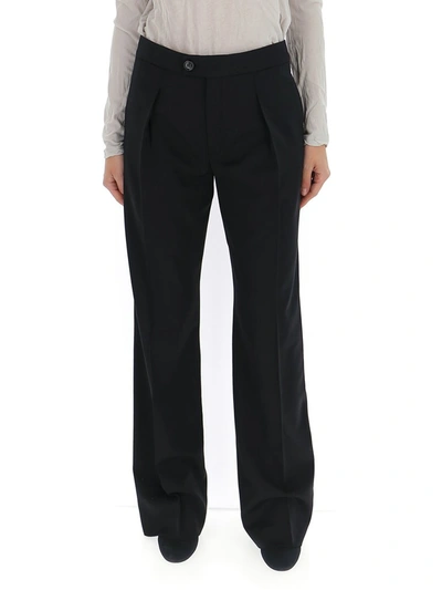 Shop Chloé Straight Pleated Trousers In Black