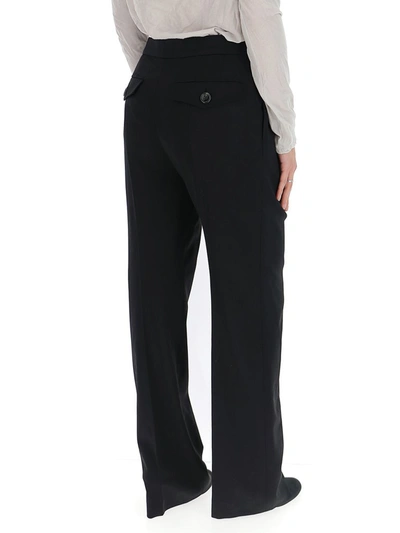 Shop Chloé Straight Pleated Trousers In Black