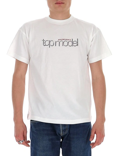 Balenciaga White Cotton Topmodel T-shirt | ModeSens